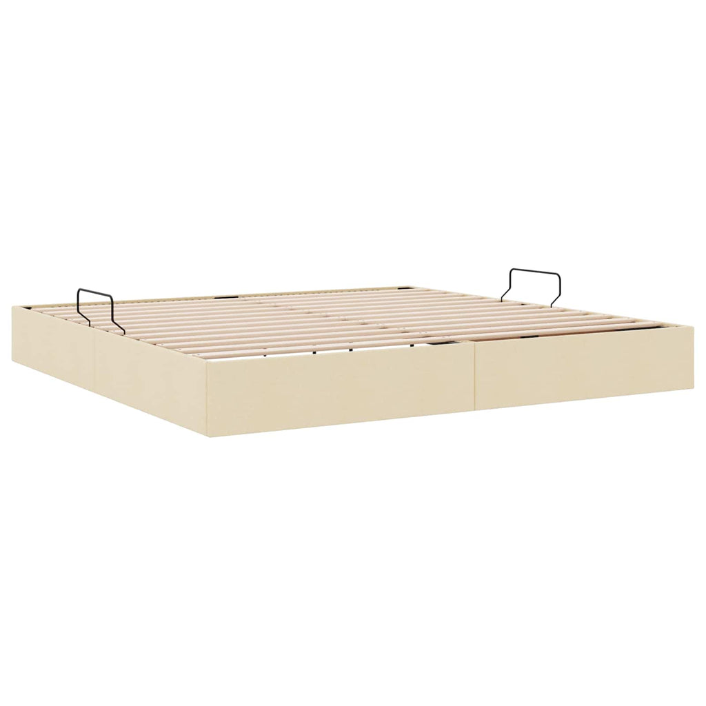 vidaXL Łóżko otomanowe z przechowywaniem Kremowy 200 x 200 cm tkanina