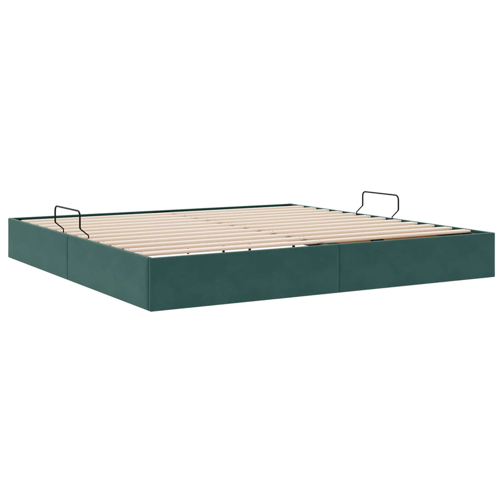 vidaXL Łóżko otomanowe Ciemnozielony 200 x 200 cm Welur