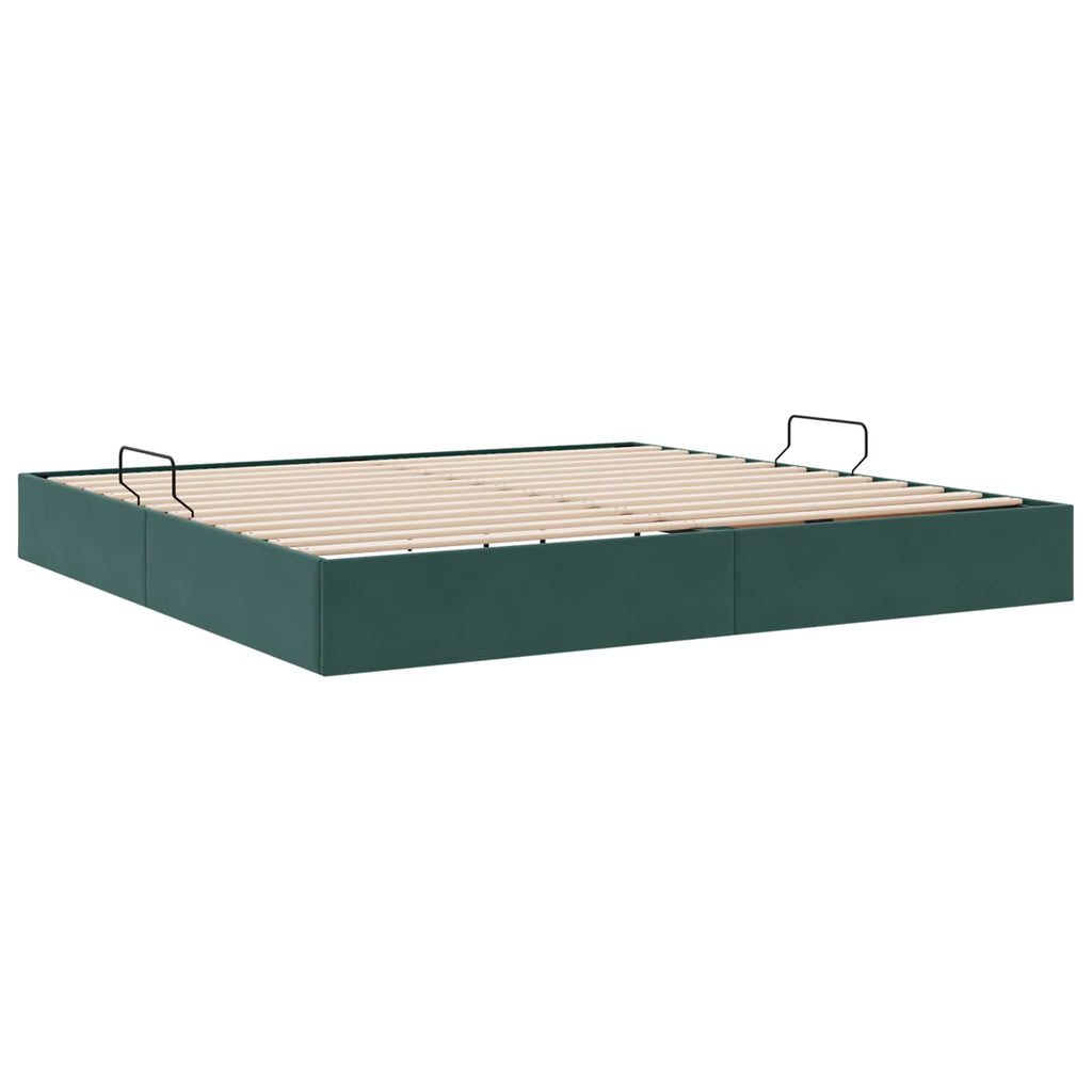 vidaXL Łóżko otomanowe Ciemnozielony 200 x 200 cm Welur