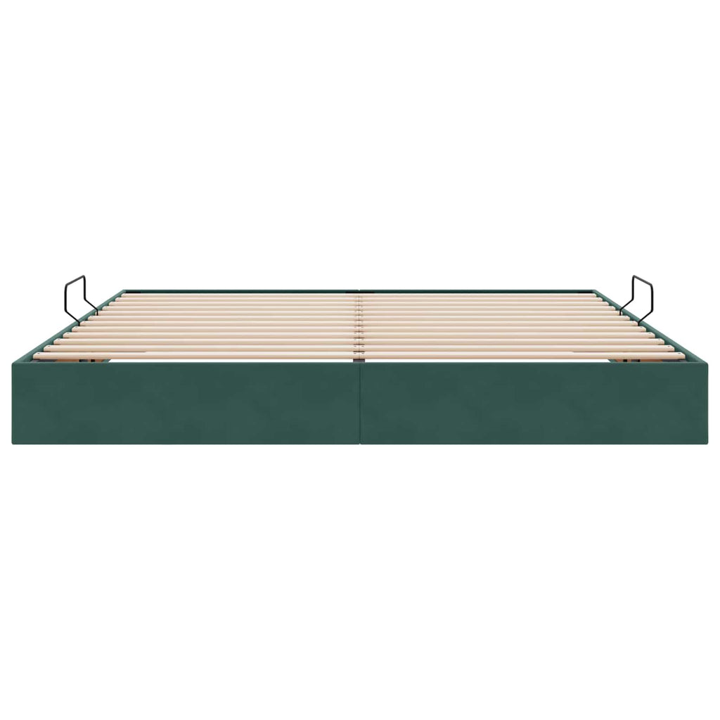 vidaXL Łóżko otomanowe Ciemnozielony 200 x 200 cm Welur