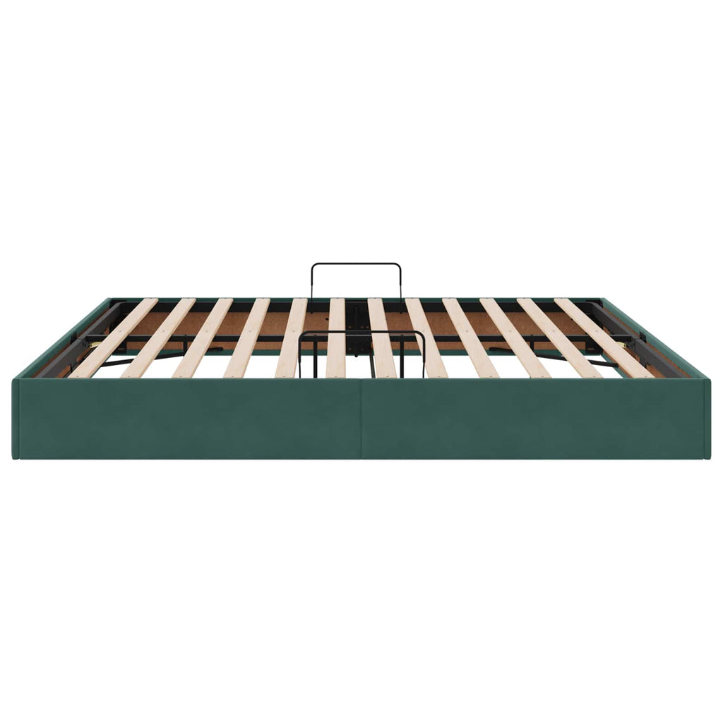 vidaXL Łóżko otomanowe Ciemnozielony 200 x 200 cm Welur