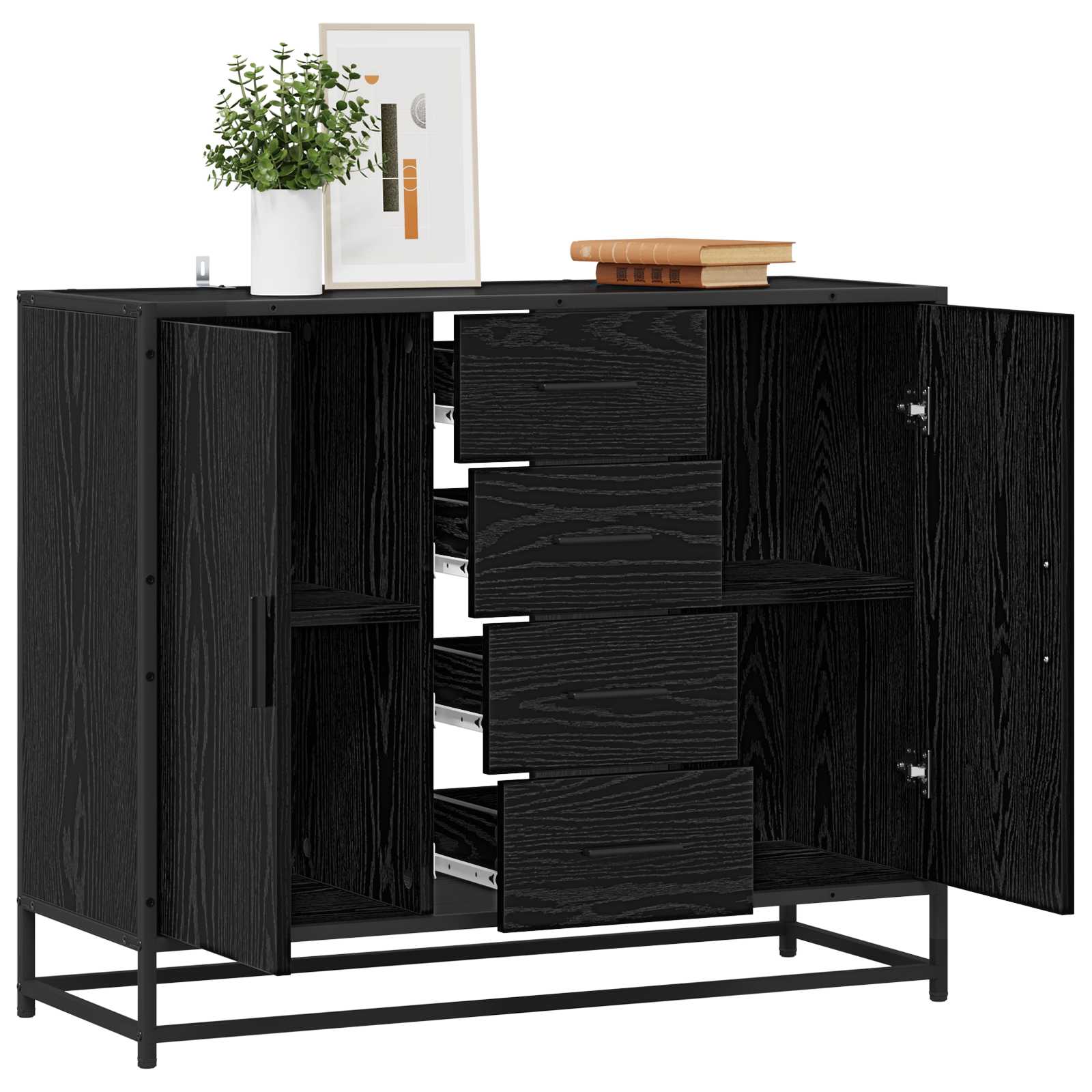 vidaXL Bufet Czarny dąb 92 x 35 x 76 cm Drewno inżynieryjne