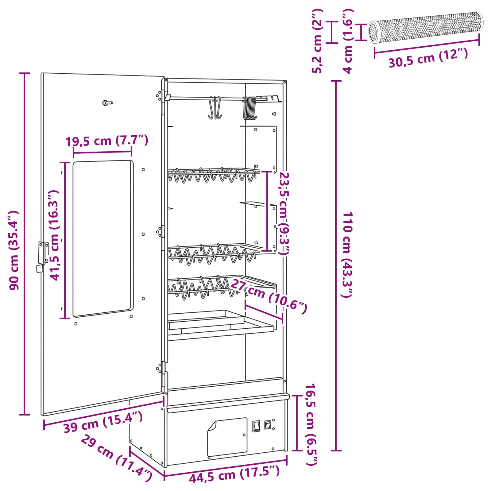 vidaXL Wędzarnia 3 pcs srebrny Stal galwanizowana