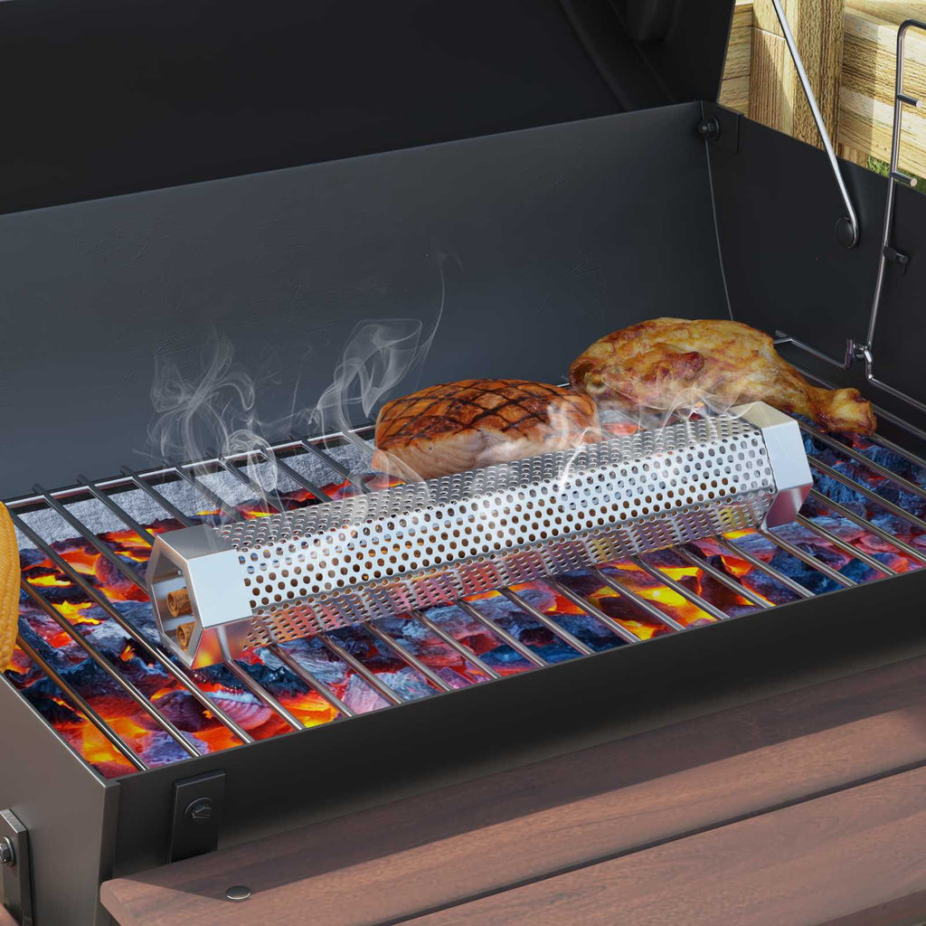 vidaXL Grill na świeżym powietrzu Ø 40 x 80 cm Stal Czarny