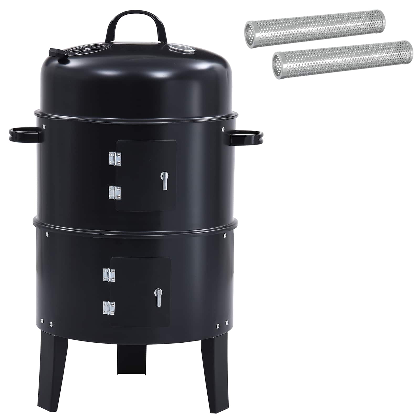 vidaXL Grill na świeżym powietrzu Ø 40 x 80 cm Stal Czarny