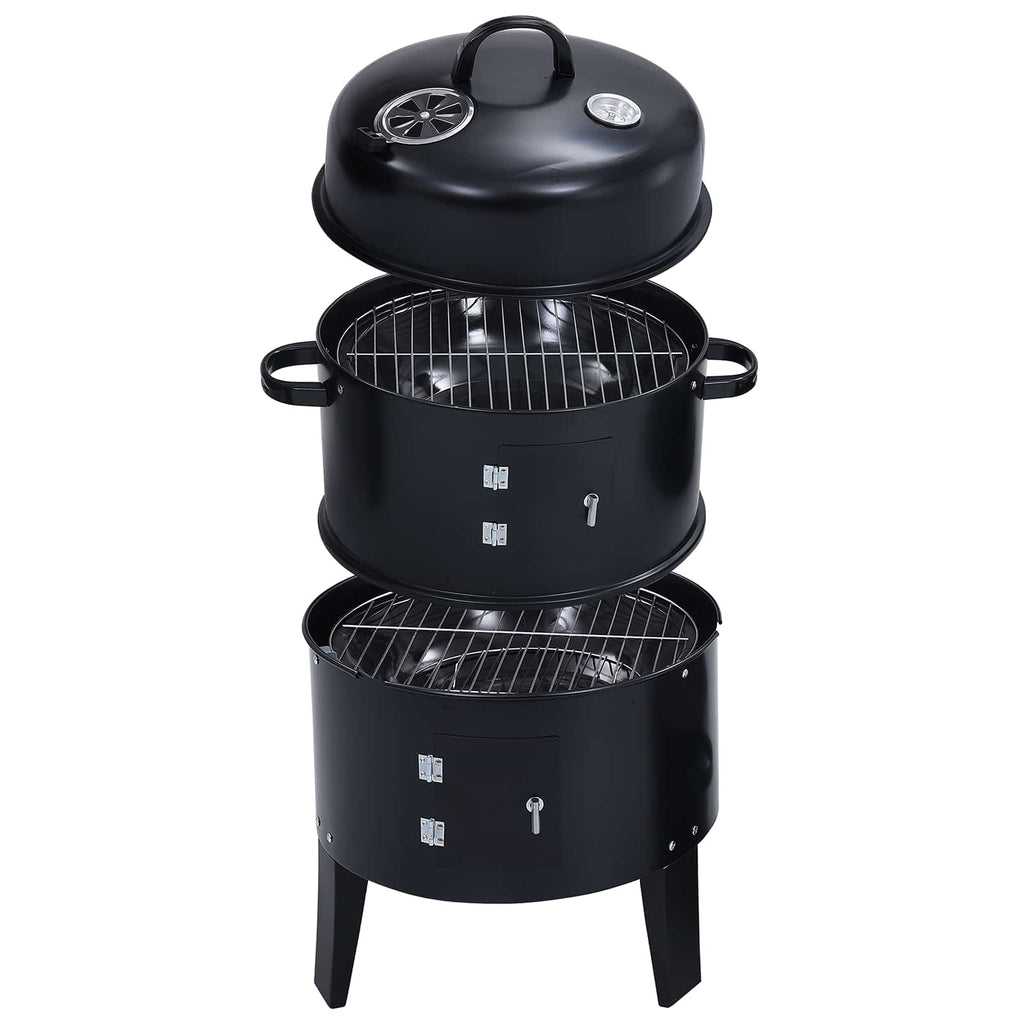 vidaXL Grill na świeżym powietrzu Ø 40 x 80 cm Stal Czarny