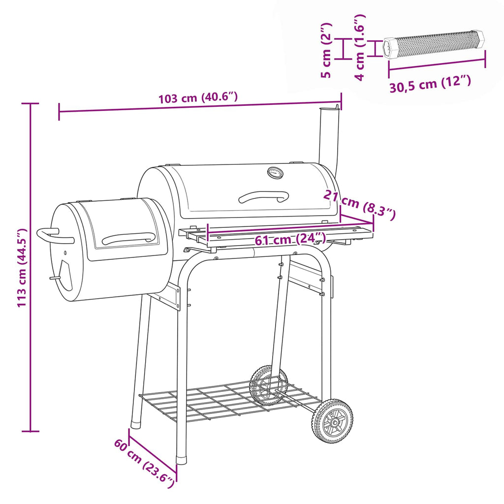 vidaXL Grill na świeżym powietrzu 103 x 60 x 113 cm Stal Czarny