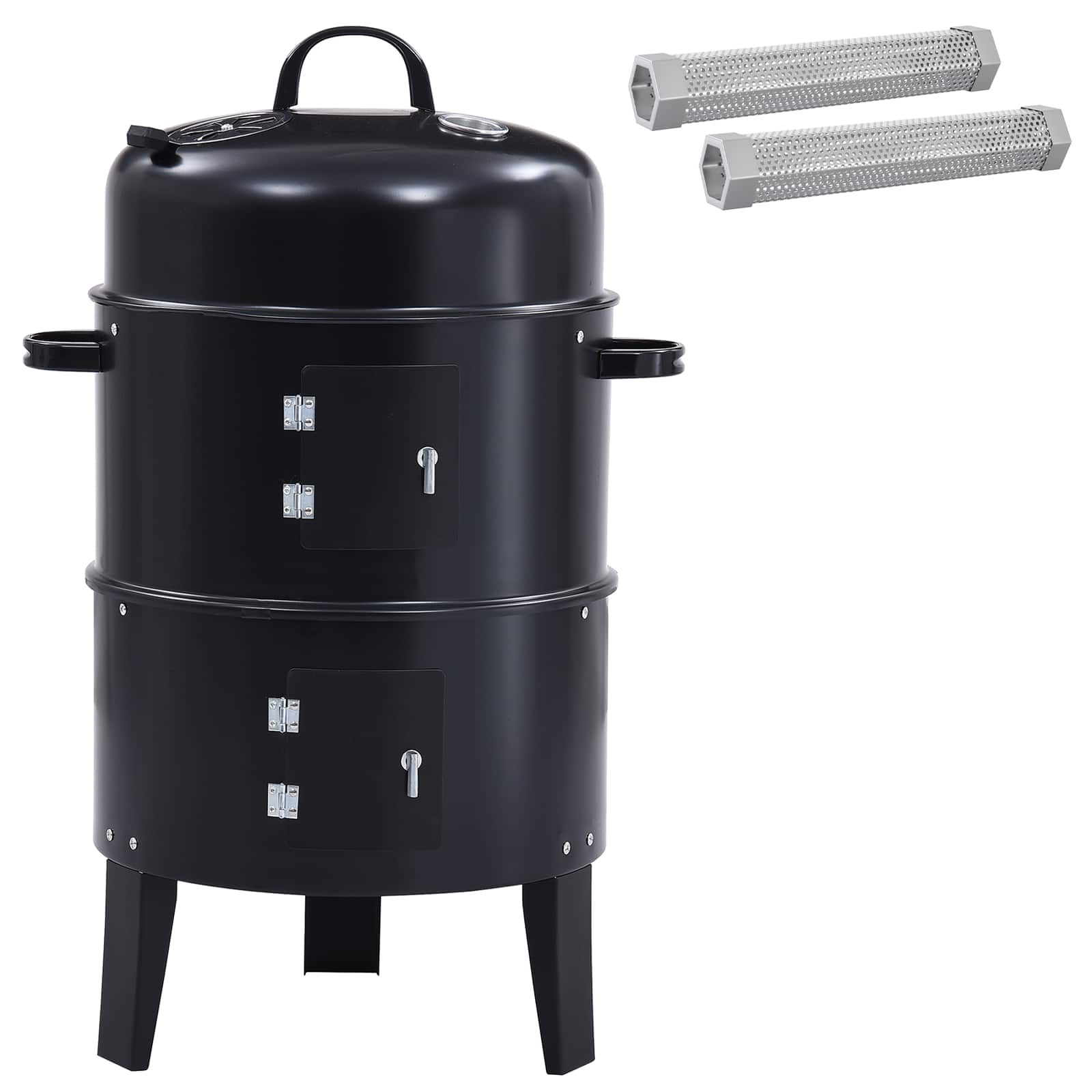 vidaXL Grill na świeżym powietrzu Ø 40 x 80 cm Stal Czarny