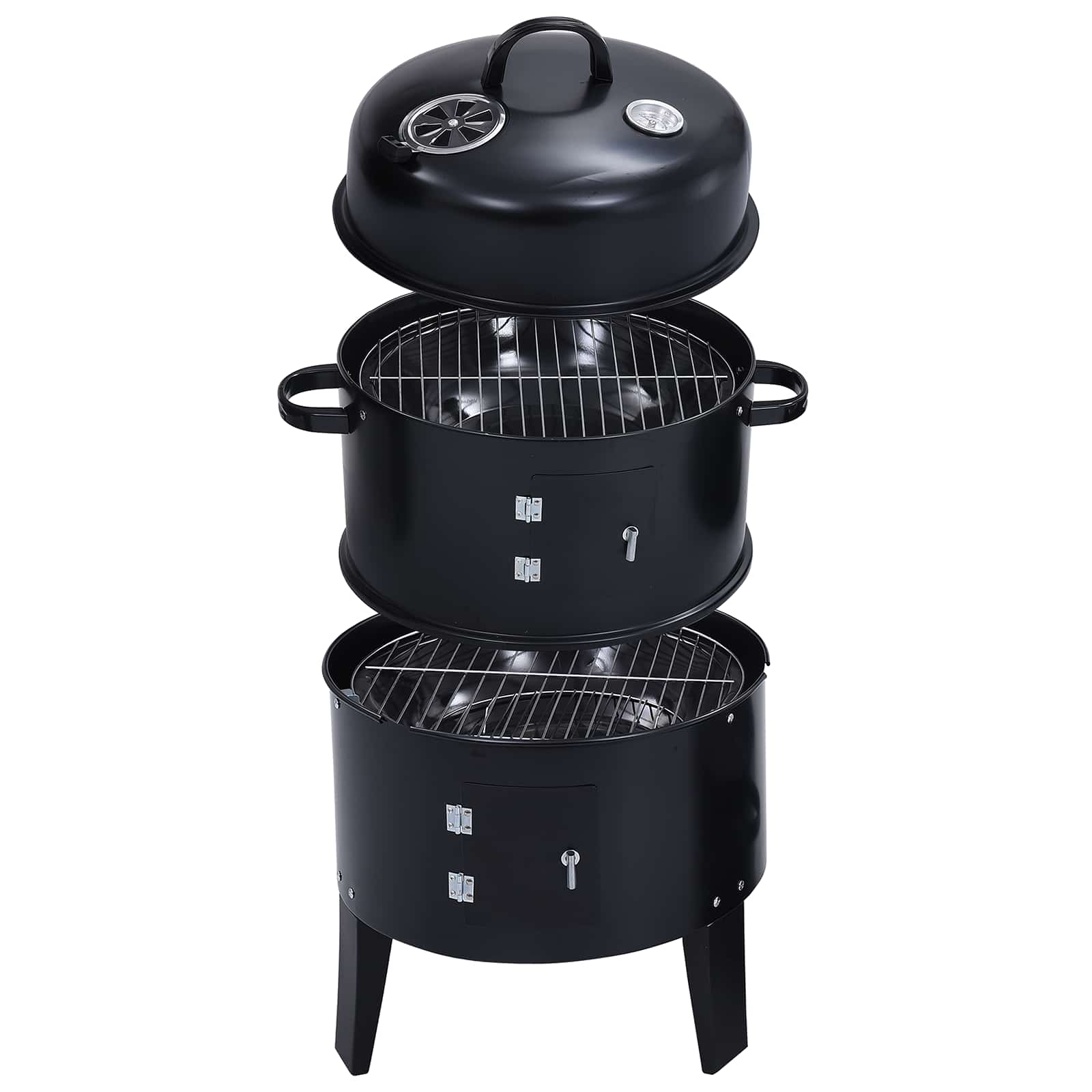 vidaXL Grill na świeżym powietrzu Ø 40 x 80 cm Stal Czarny