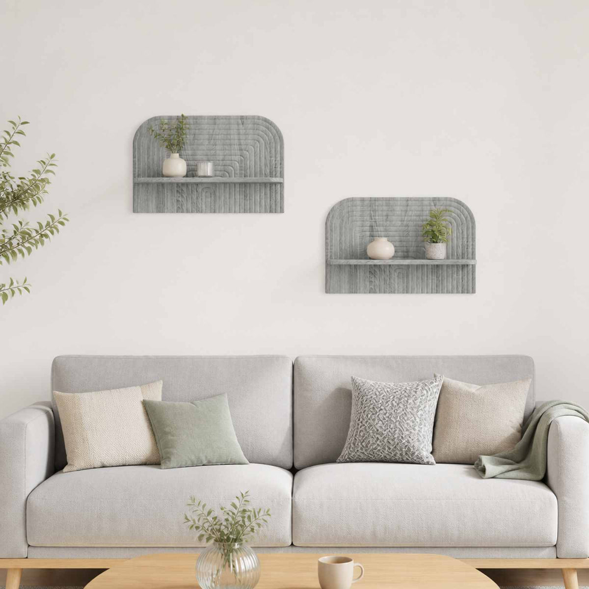 vidaXL Półka ścienna 2 szt. Szary Sonoma 60 x 13,5 x 37,5 cm