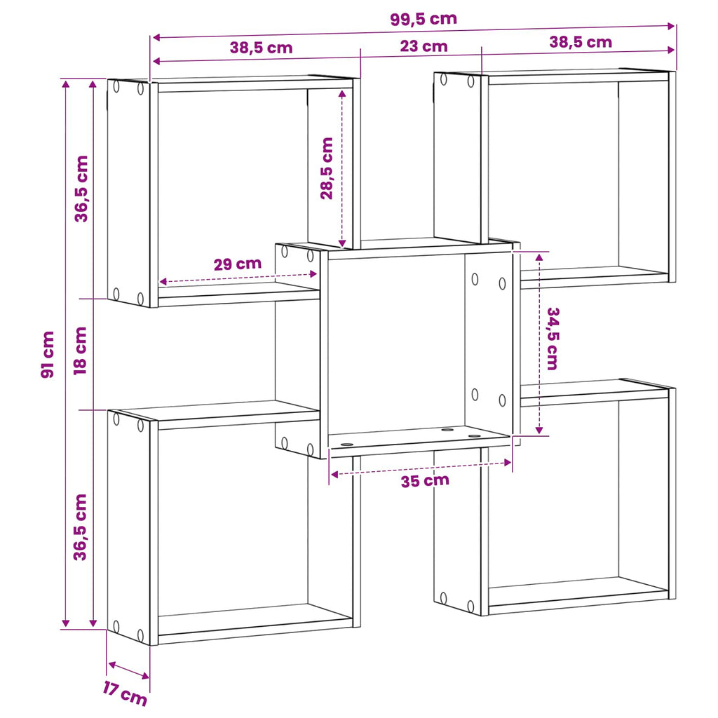 vidaXL Półka ścienna Czarny 99,5 x 17 x 91 cm Drewno inżynieryjne