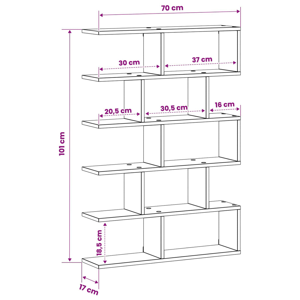 vidaXL Półka ścienna Dąb wędzony 70 x 17 x 101 cm Drewno inżynieryjne