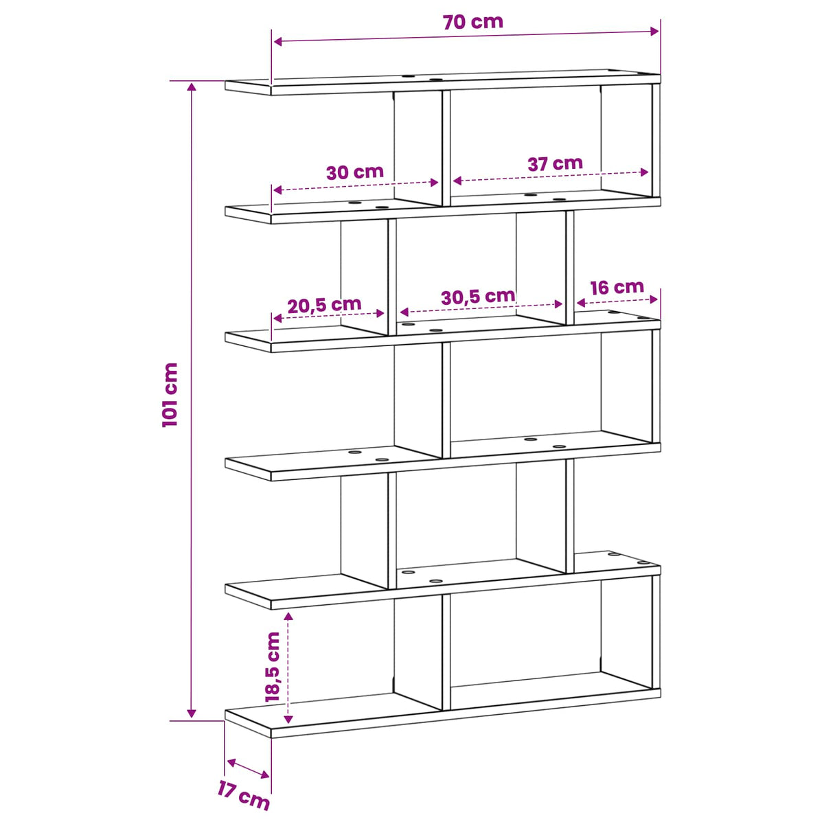 vidaXL Półka ścienna Dąb wędzony 70 x 17 x 101 cm Drewno inżynieryjne