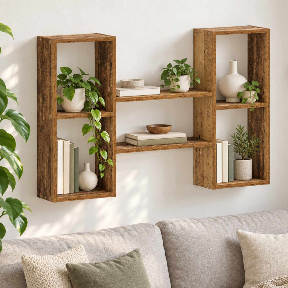 vidaXL Półka ścienna Stare drewno 102 x 17 x 59 cm Drewno inżynieryjne