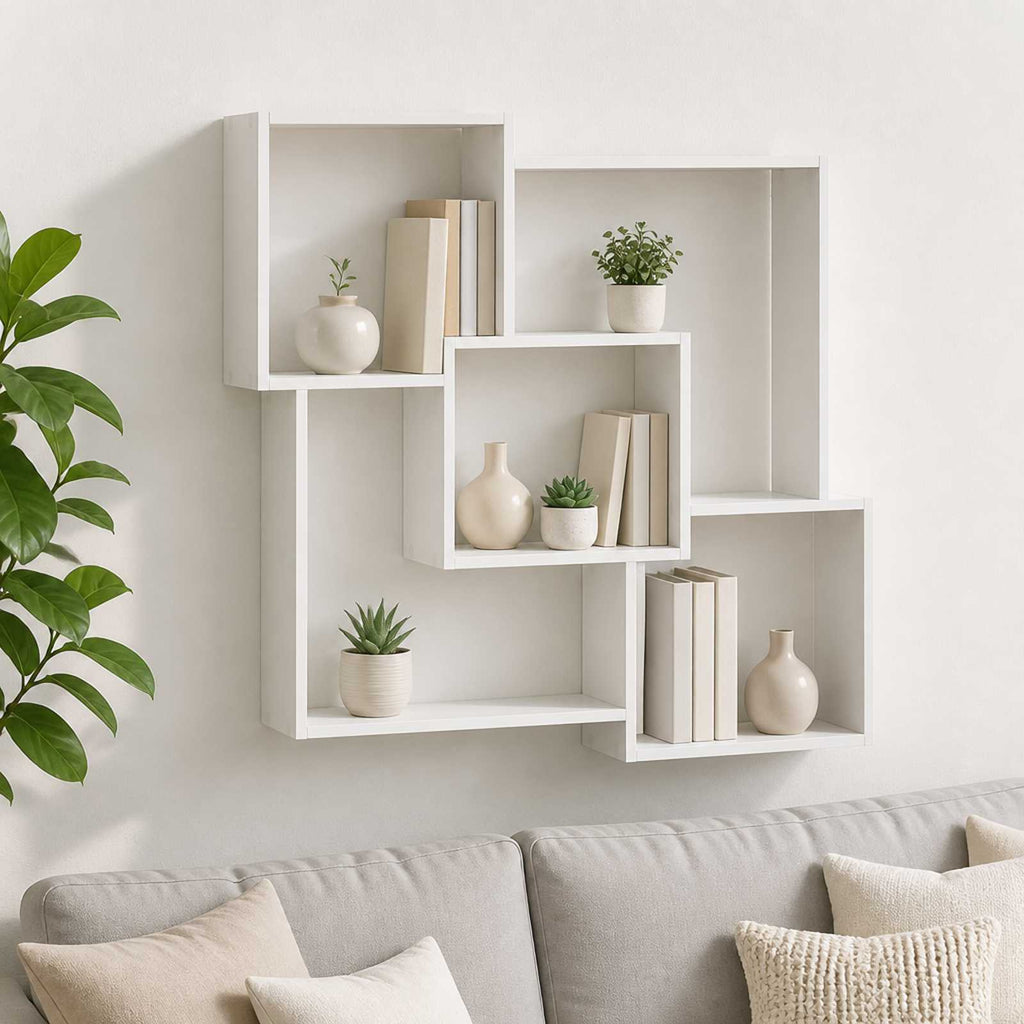 vidaXL Półka ścienna Biały 98 x 17 x 91 cm Drewno inżynieryjne