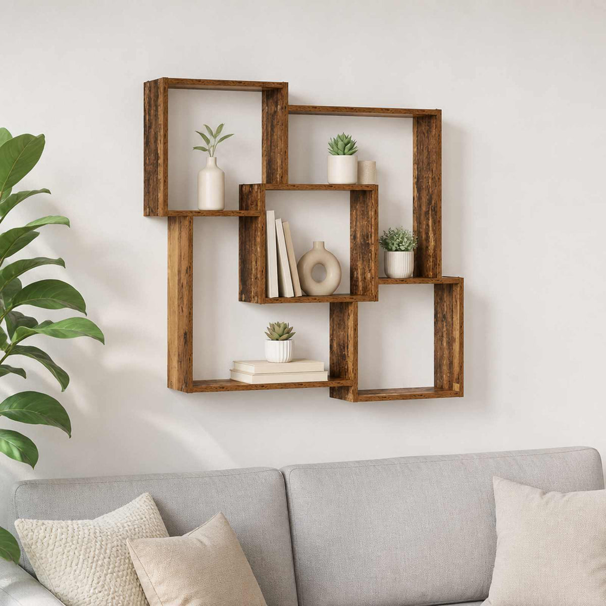 vidaXL Półka ścienna Stare drewno 98 x 17 x 91 cm Drewno inżynieryjne
