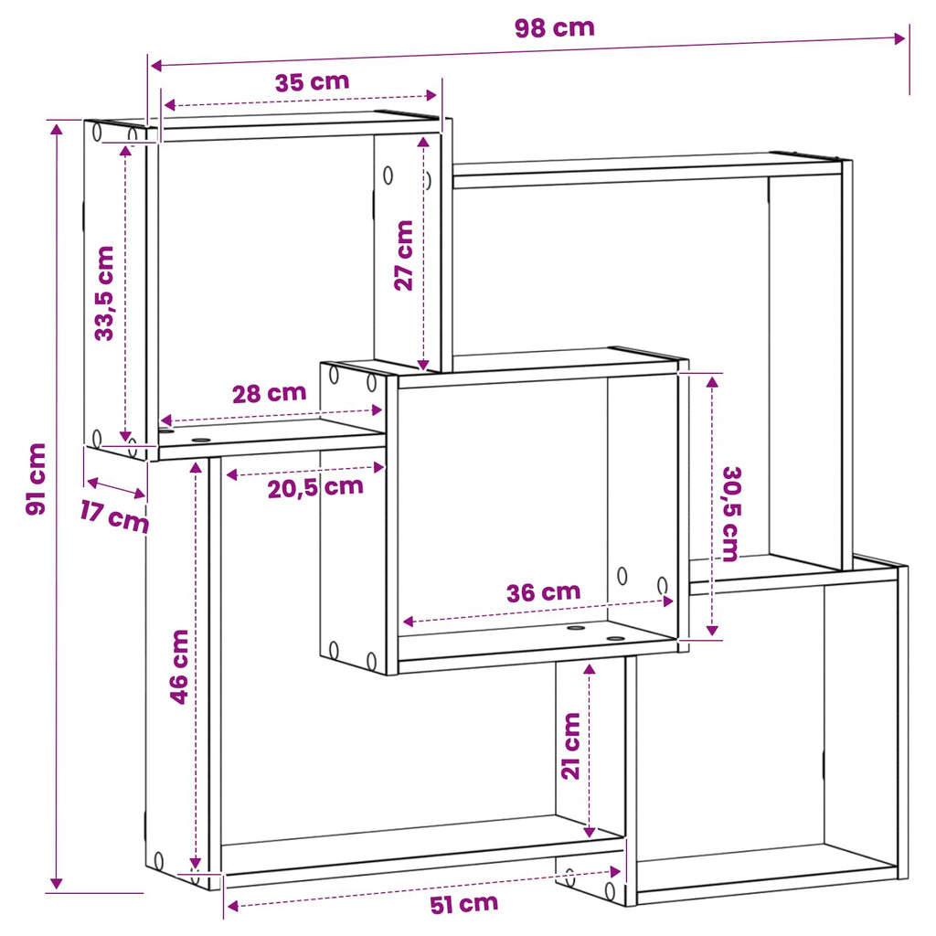 vidaXL Półka ścienna Stare drewno 98 x 17 x 91 cm Drewno inżynieryjne