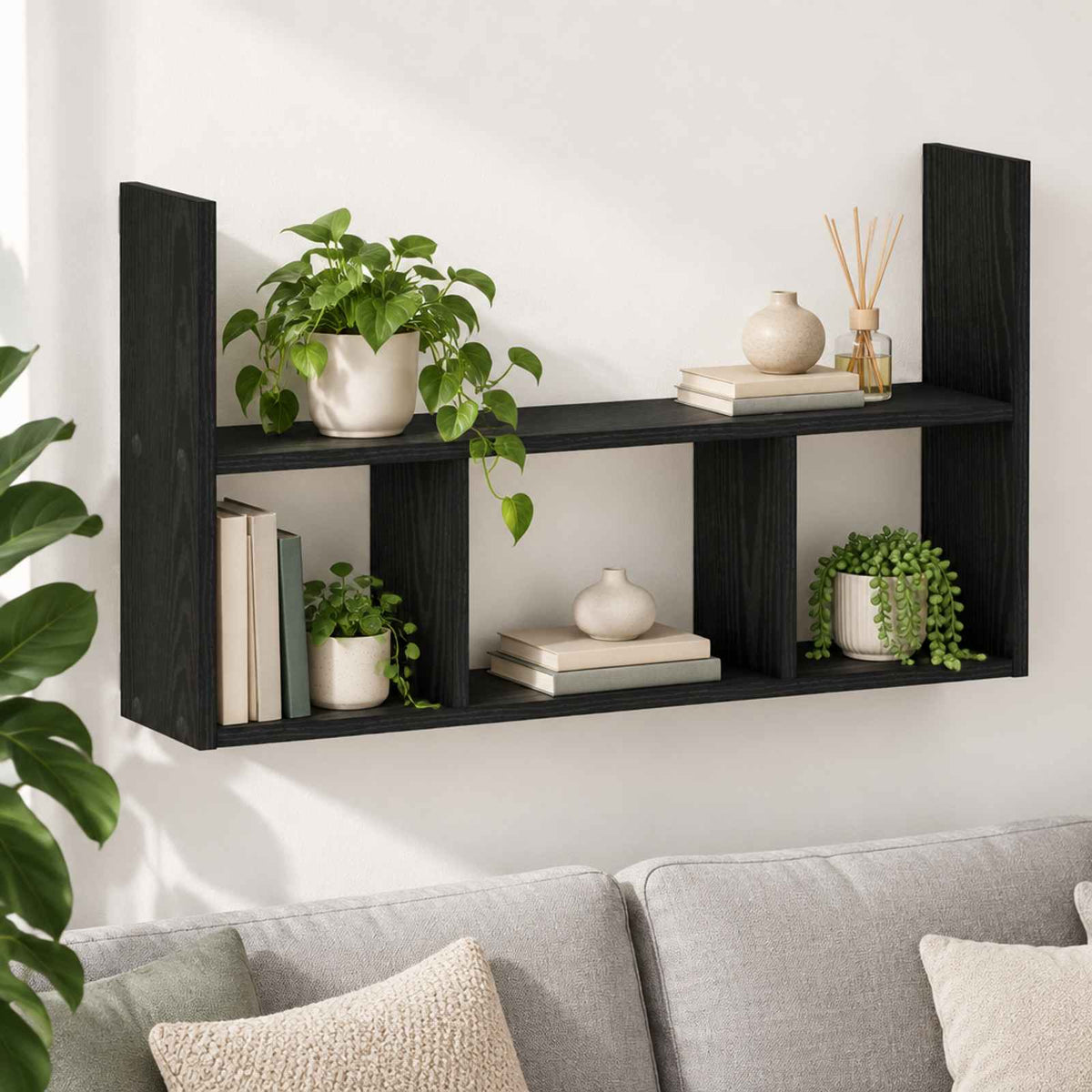 vidaXL Półka ścienna Czarny dąb 78.5 x 17 x 45 cm Drewno inżynieryjne