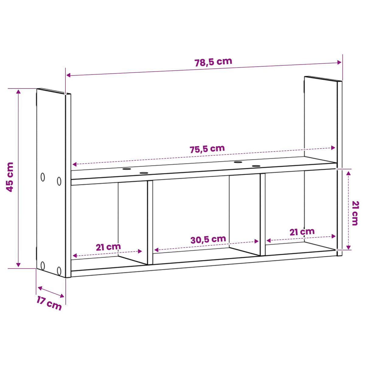 vidaXL Półka ścienna Czarny dąb 78.5 x 17 x 45 cm Drewno inżynieryjne