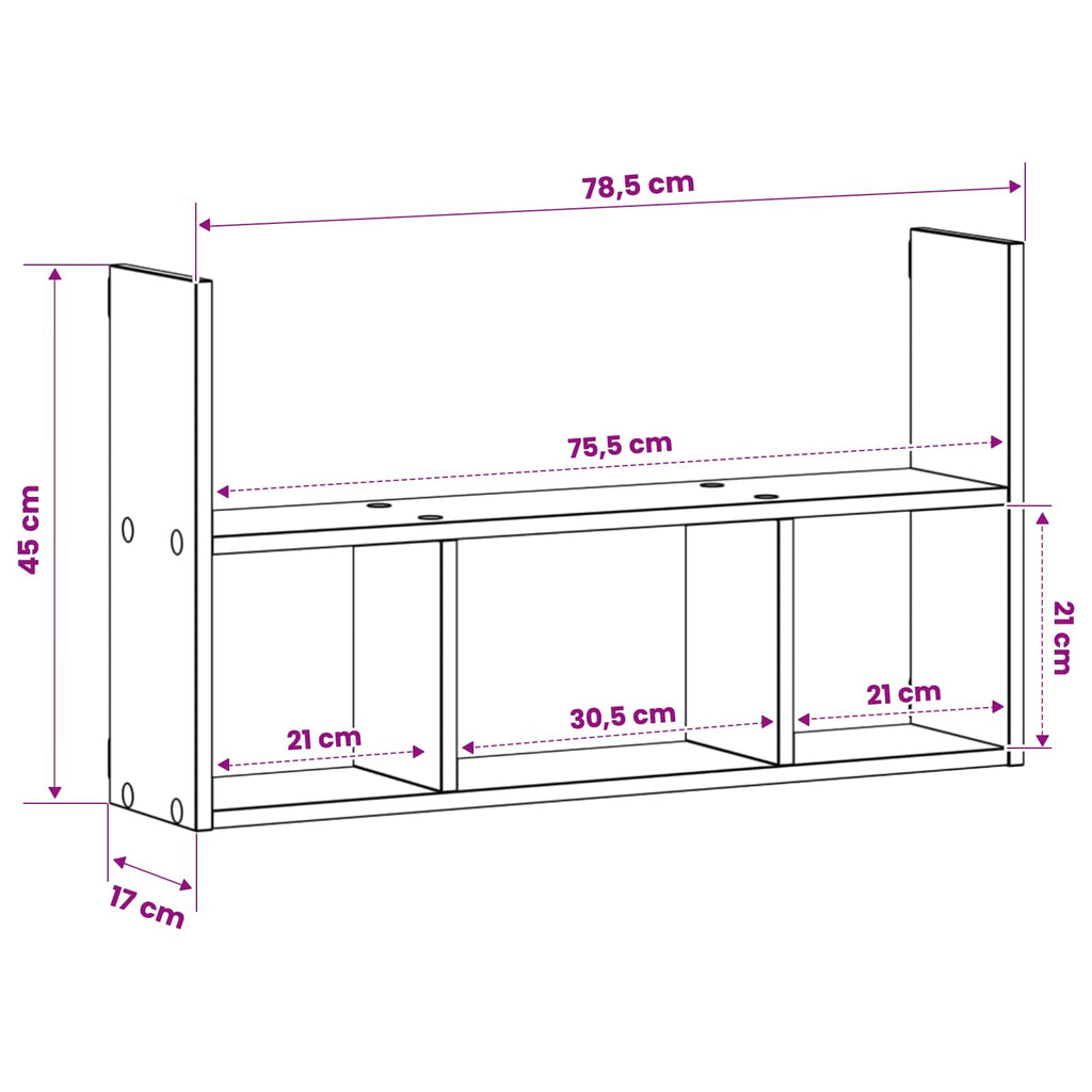 vidaXL Półka ścienna Betonowy szary 78.5 x 17 x 45 cm