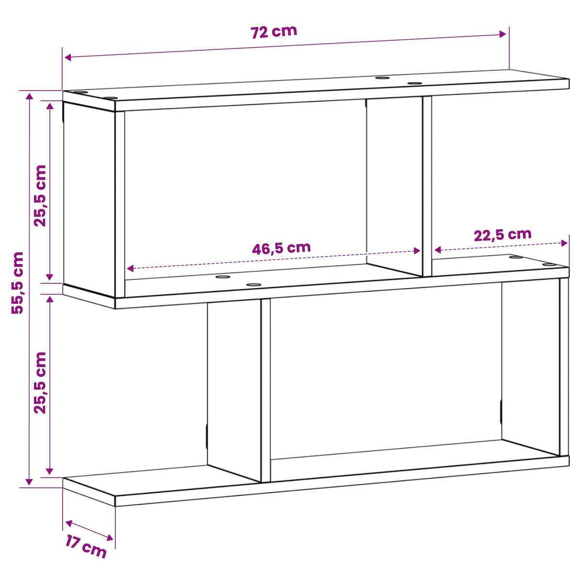 vidaXL Półka ścienna Czarny dąb 72 x 17 x 55,5 cm Drewno inżynieryjne