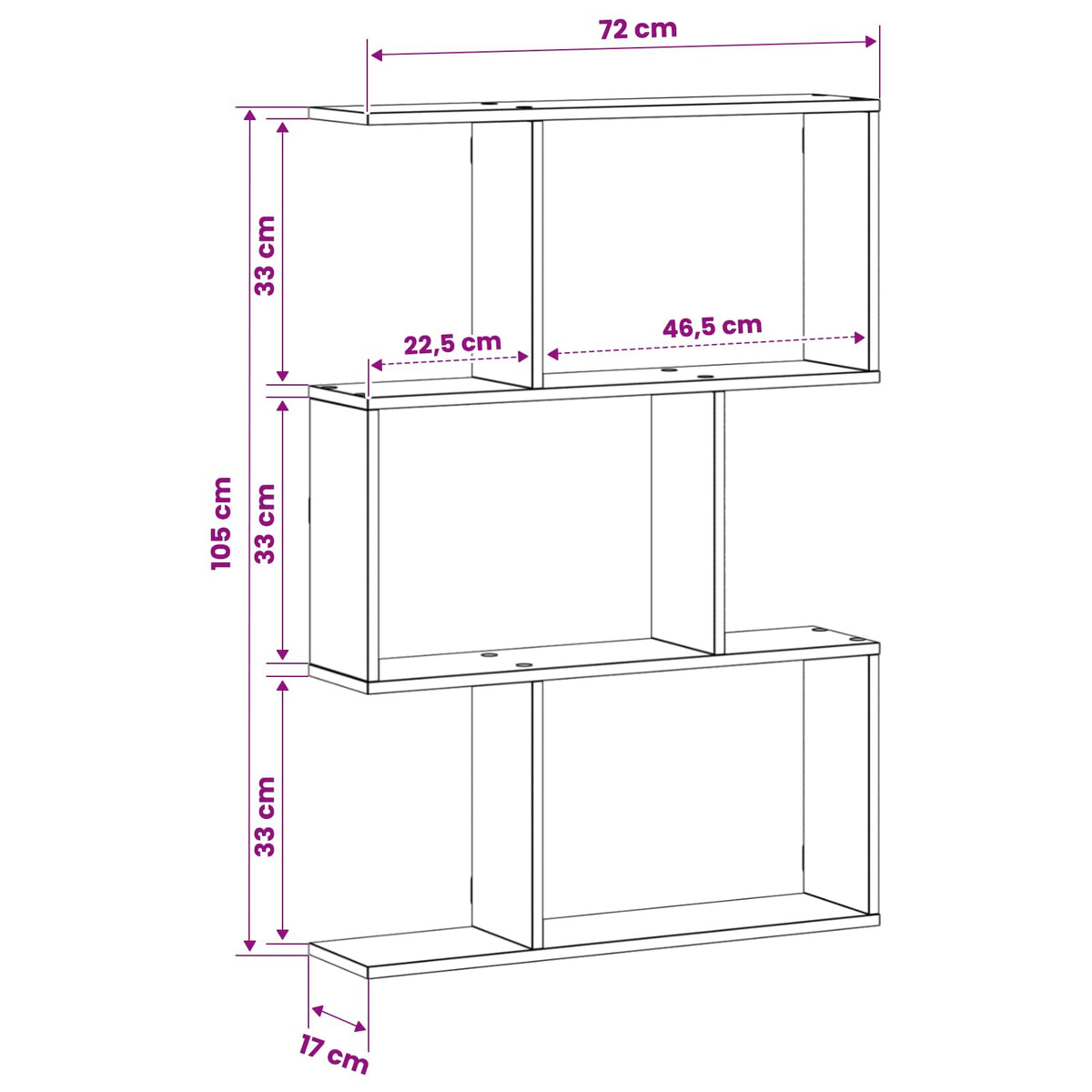 vidaXL Półka ścienna Biały 72 x 17 x 105 cm Drewno inżynieryjne