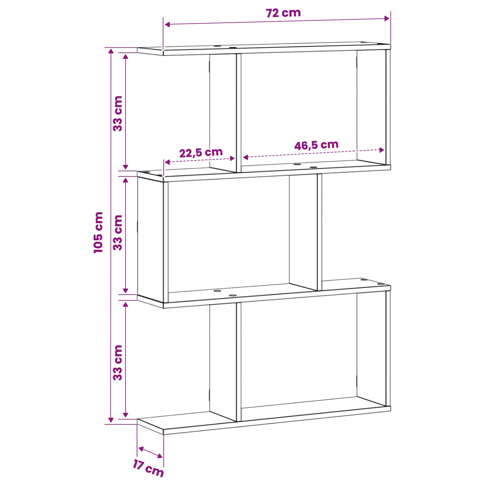 vidaXL Półka ścienna dąb Sonoma 72 x 17 x 105 cm Drewno inżynieryjne