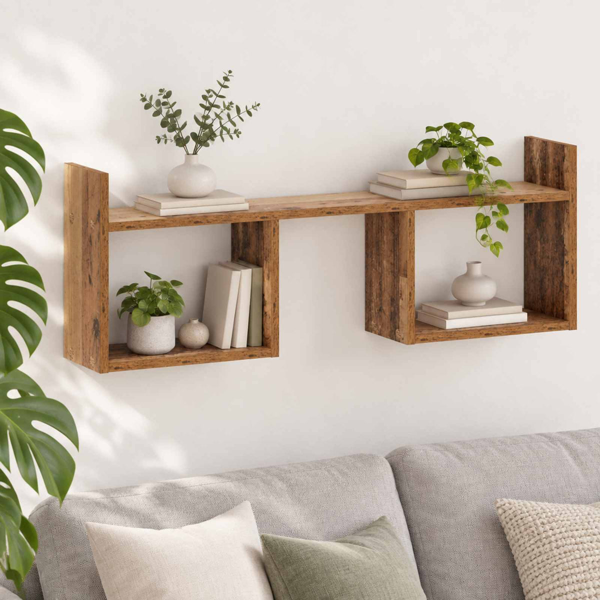 vidaXL Półka ścienna Stare drewno 90 x 17 x 32 cm Drewno inżynieryjne