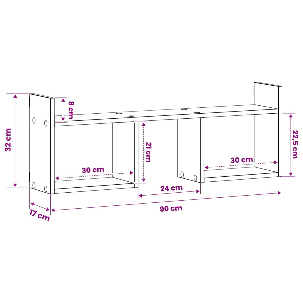 vidaXL Półka ścienna Stare drewno 90 x 17 x 32 cm Drewno inżynieryjne