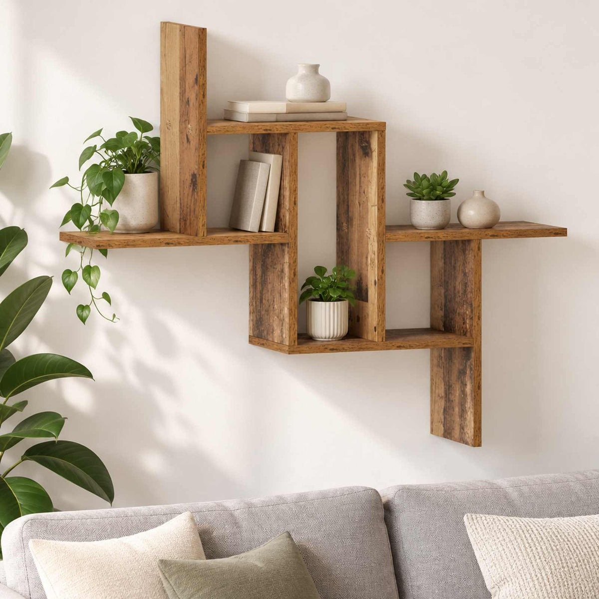 vidaXL Półka ścienna Stare drewno 87 x 17 x 75 cm Drewno inżynieryjne