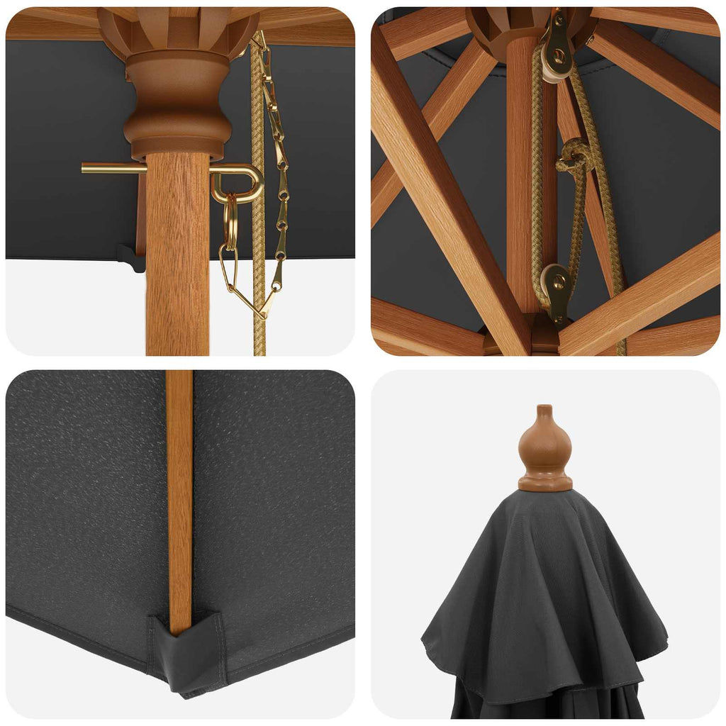 vidaXL Parasolka ogrodowa Ø 300 x 248 cm Lite Drewno Eukaliptusowe
