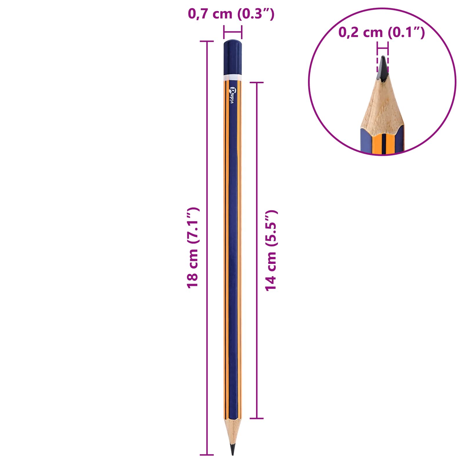 vidaXL Ołówki HB Ø 0,7 x 18 cm Niebieski i żółty Lite drewno topolowe
