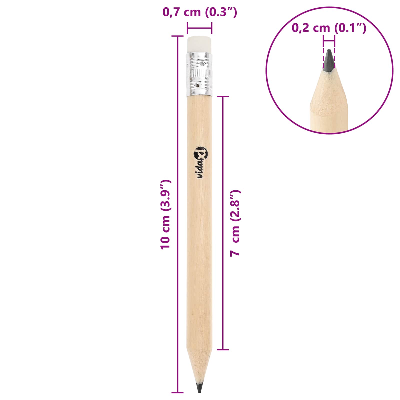 vidaXL Ołówki HB Ø 0,7 x 10 cm naturalny Lite drewno topolowe