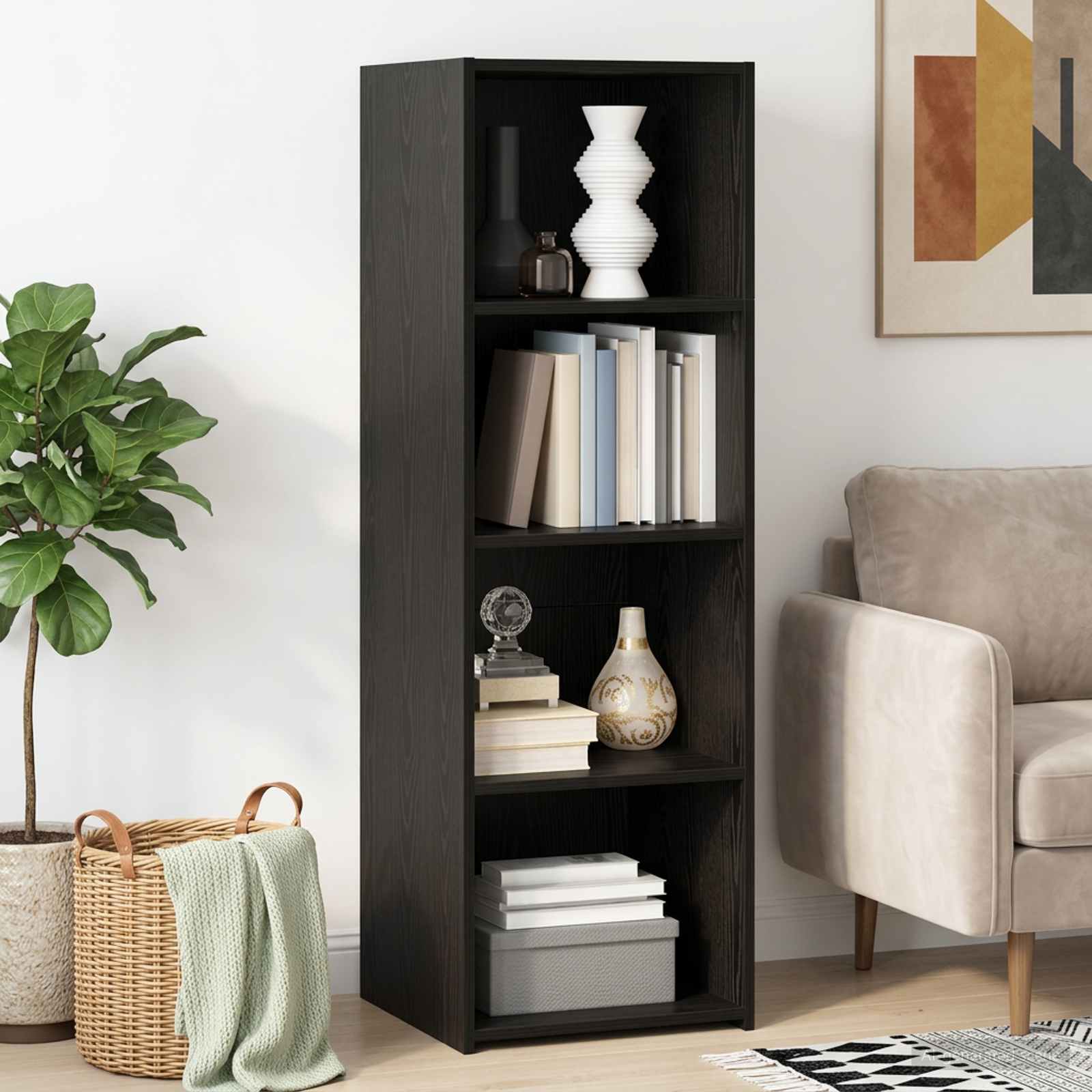 vidaXL Highboard Czarny dąb 40 x 41 x 124 cm Drewno inżynieryjne