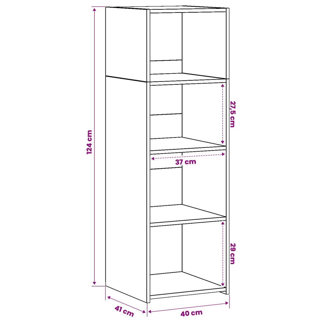 vidaXL Highboard Czarny dąb 40 x 41 x 124 cm Drewno inżynieryjne