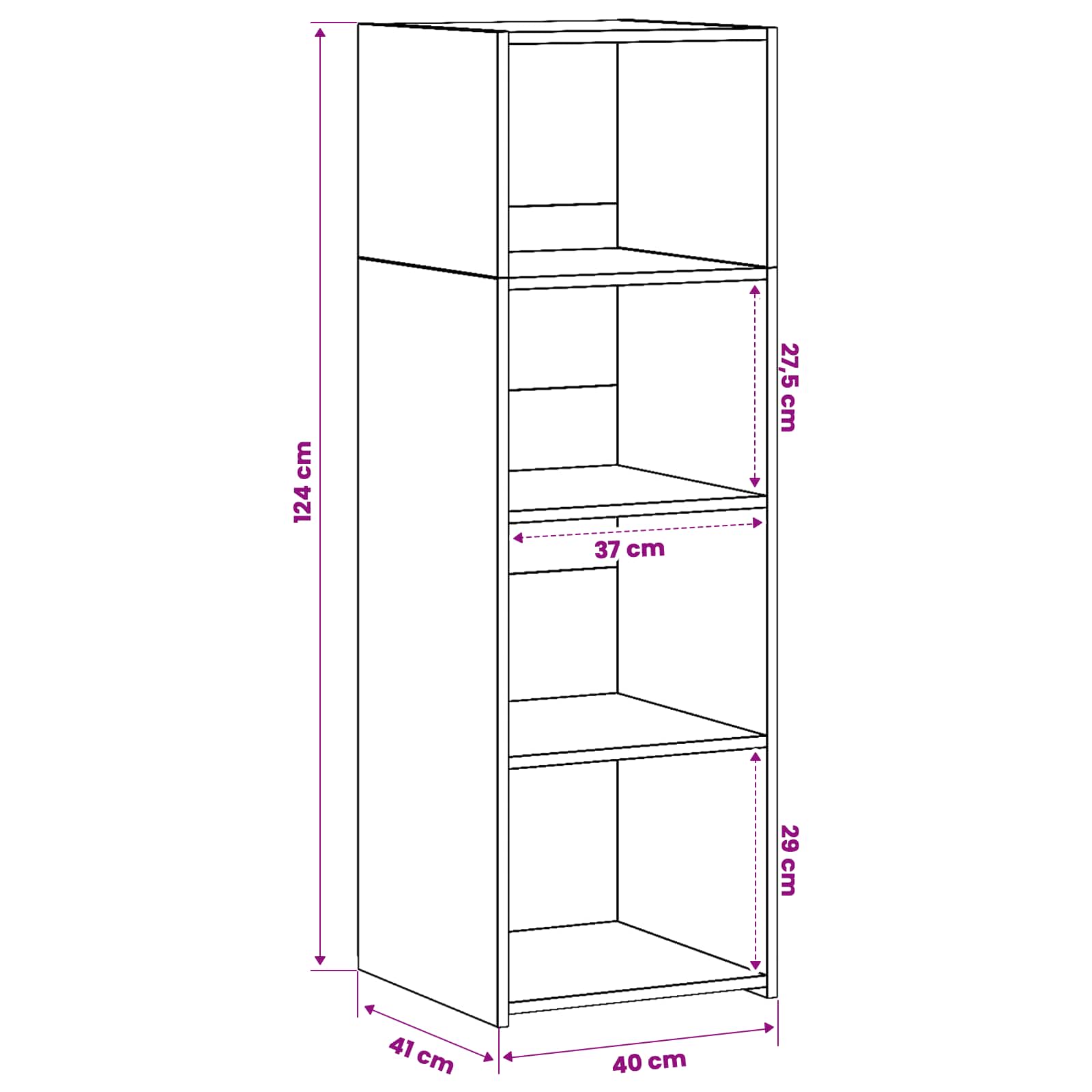 vidaXL Highboard Czarny dąb 40 x 41 x 124 cm Drewno inżynieryjne