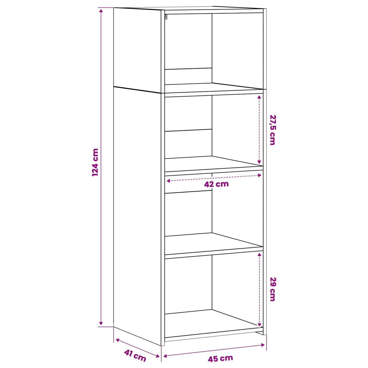 vidaXL Highboard Dąb artisan 45 x 41 x 124 cm Drewno inżynieryjne