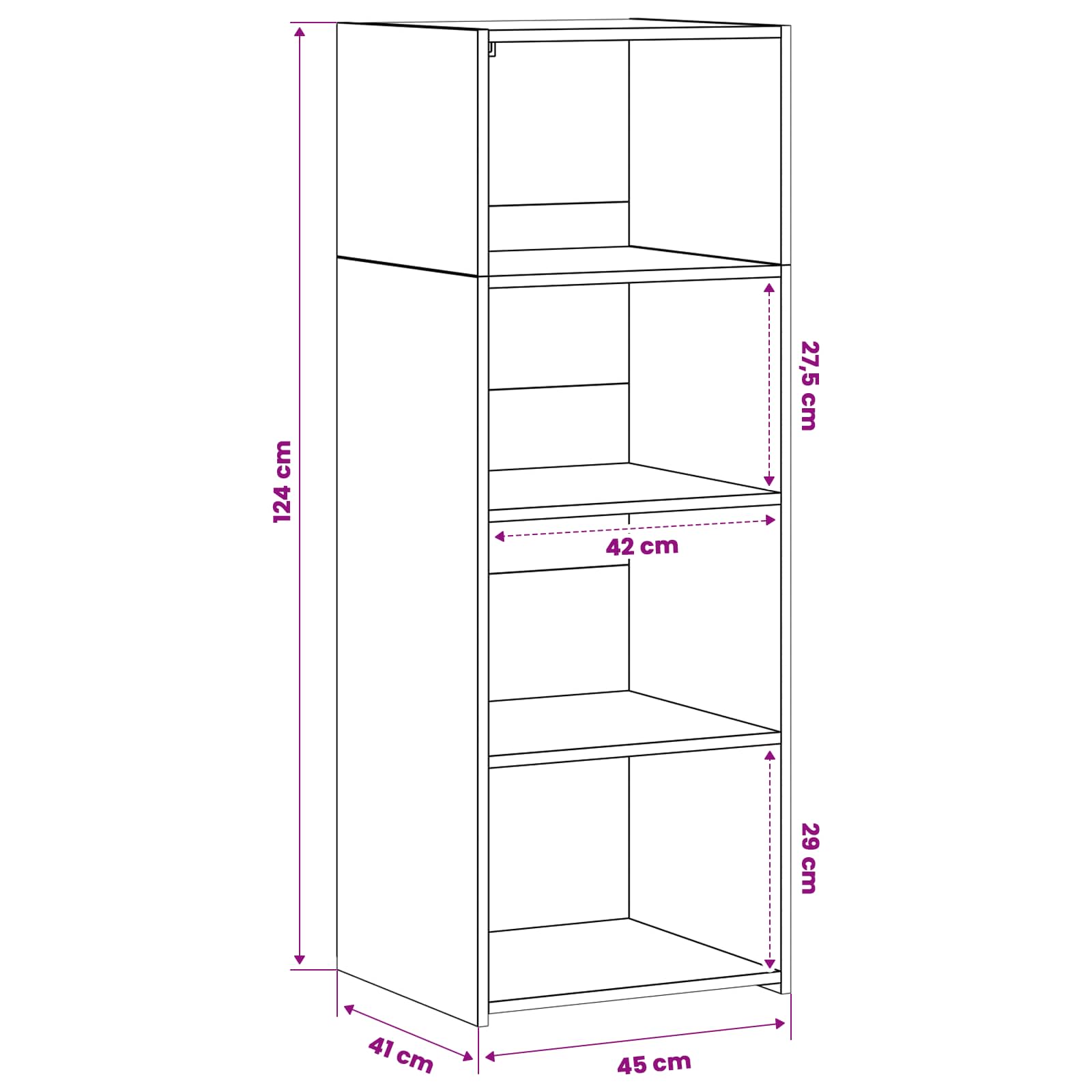 vidaXL Highboard Czarny dąb 45 x 41 x 124 cm Drewno inżynieryjne