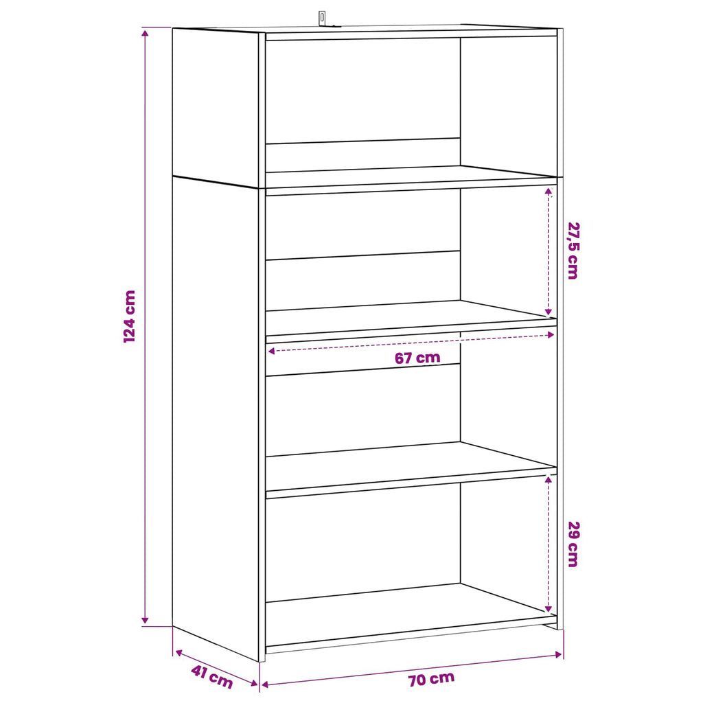 vidaXL Highboard Dąb artisan 70 x 41 x 124 cm Drewno inżynieryjne