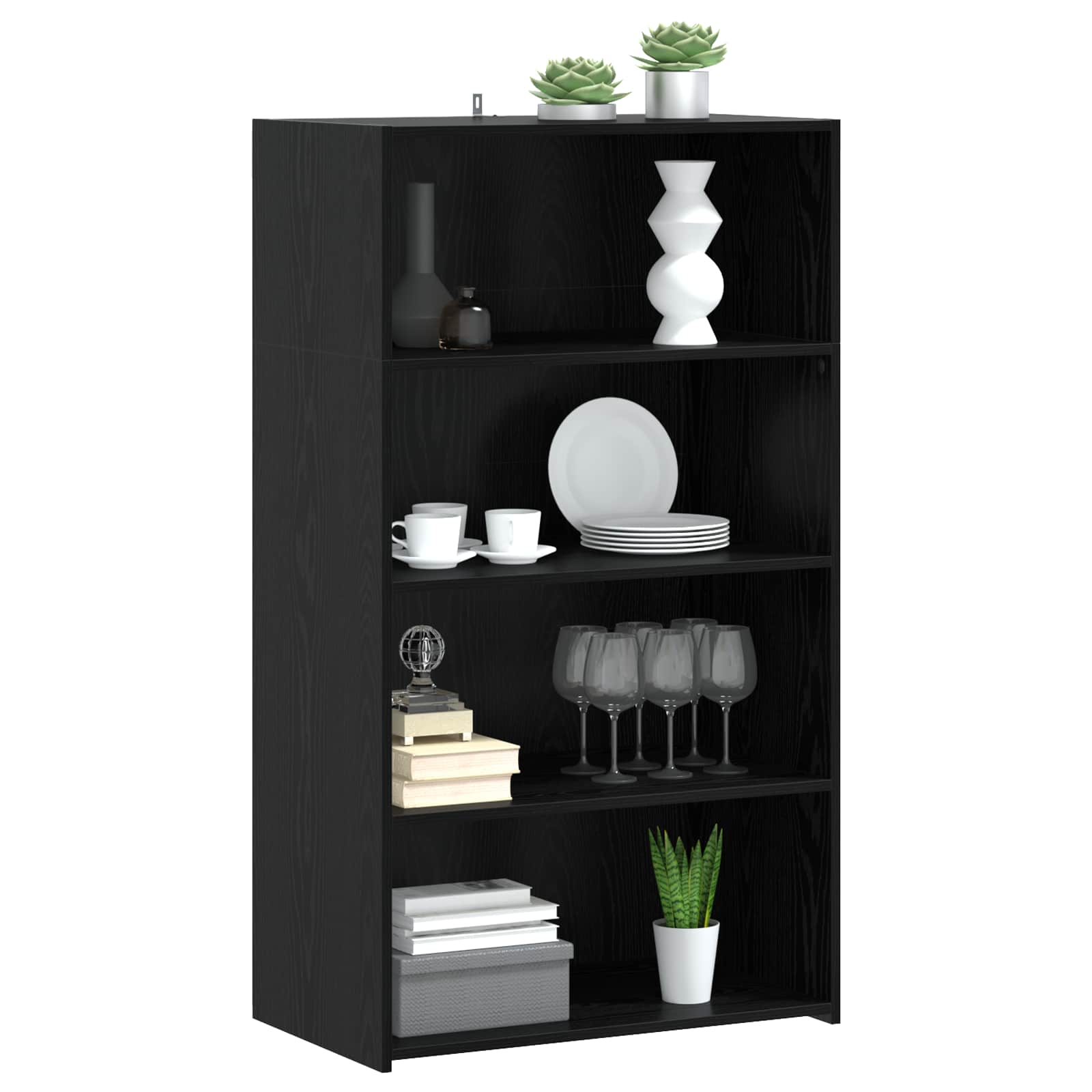 vidaXL Highboard Czarny dąb 70 x 41 x 124 cm Drewno inżynieryjne