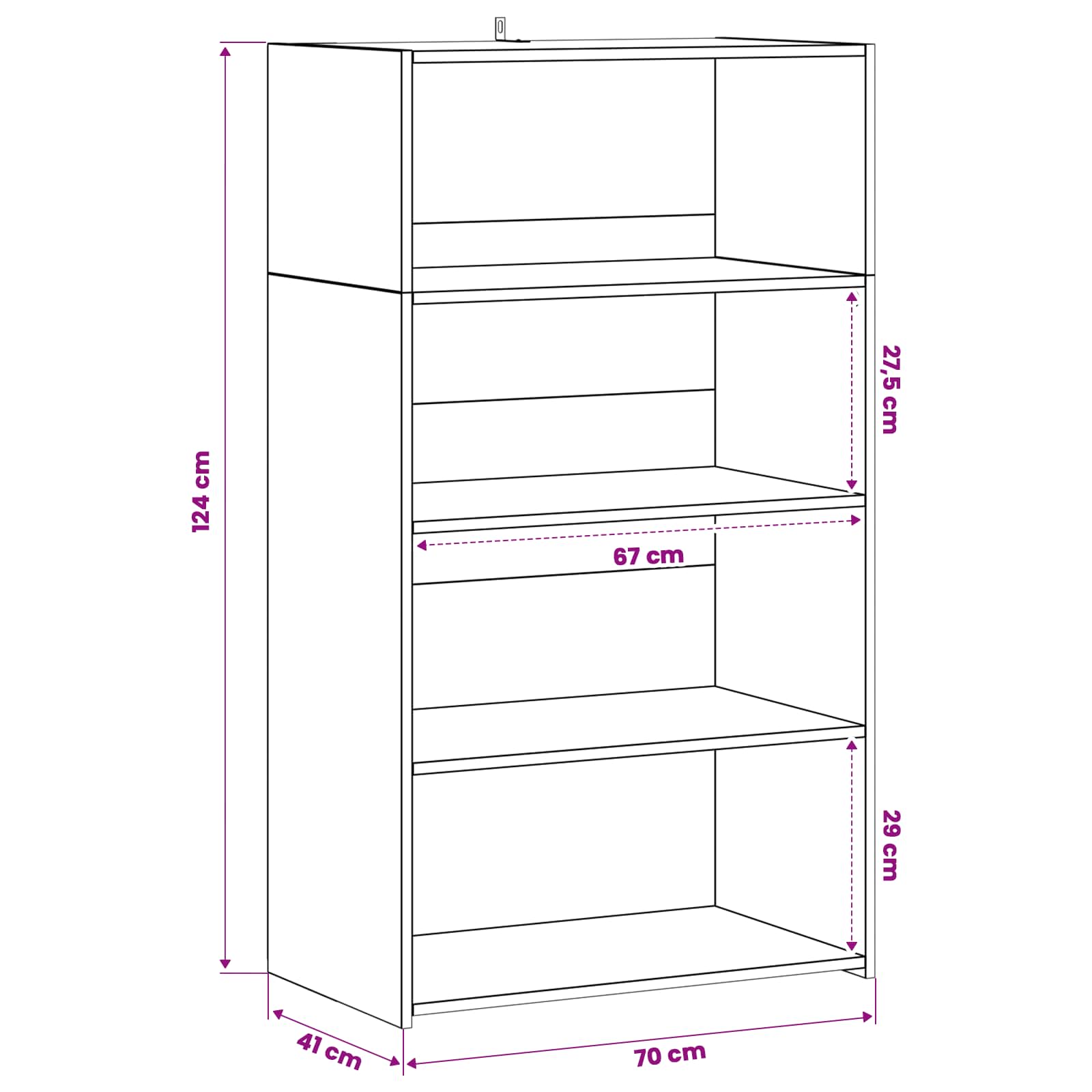 vidaXL Highboard Czarny dąb 70 x 41 x 124 cm Drewno inżynieryjne