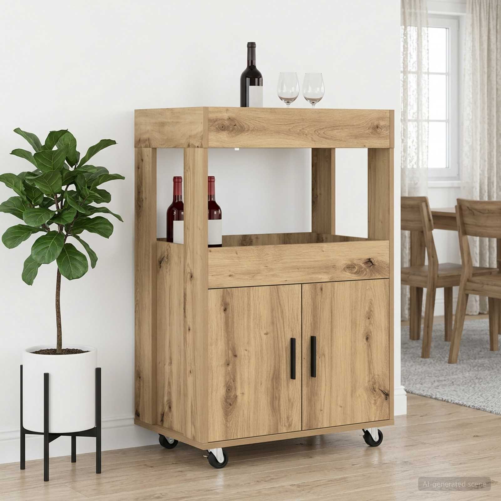 vidaXL Wózek Barowy Dąb artisan 60 x 39,5 x 89 cm Drewno inżynieryjne