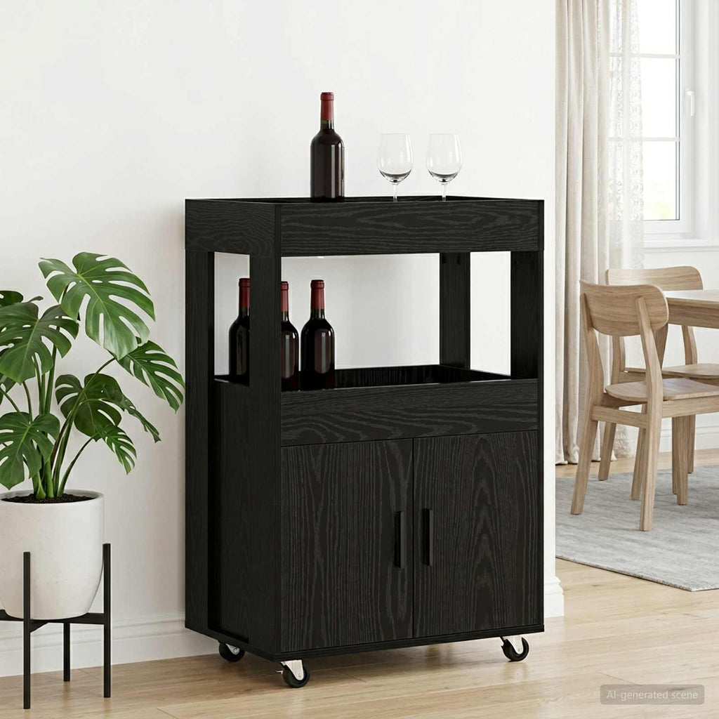 vidaXL Wózek Barowy Czarny dąb 60 x 39,5 x 89 cm Drewno inżynieryjne