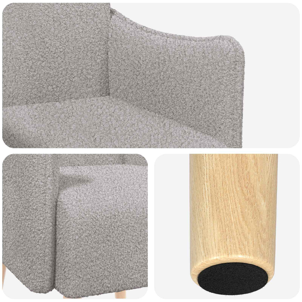 vidaXL Fotel akcentowy jasnoszary Bouclé