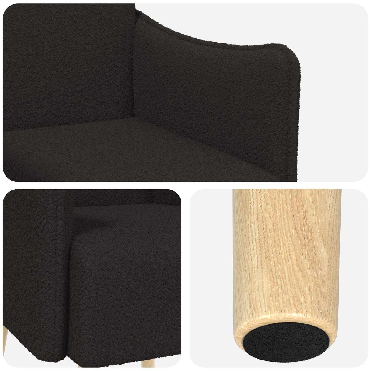 vidaXL Fotel akcentowy Czarny Bouclé