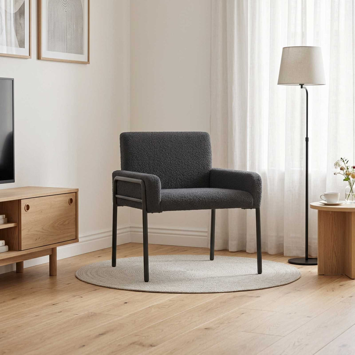 vidaXL Fotel ciemnoszary Bouclé