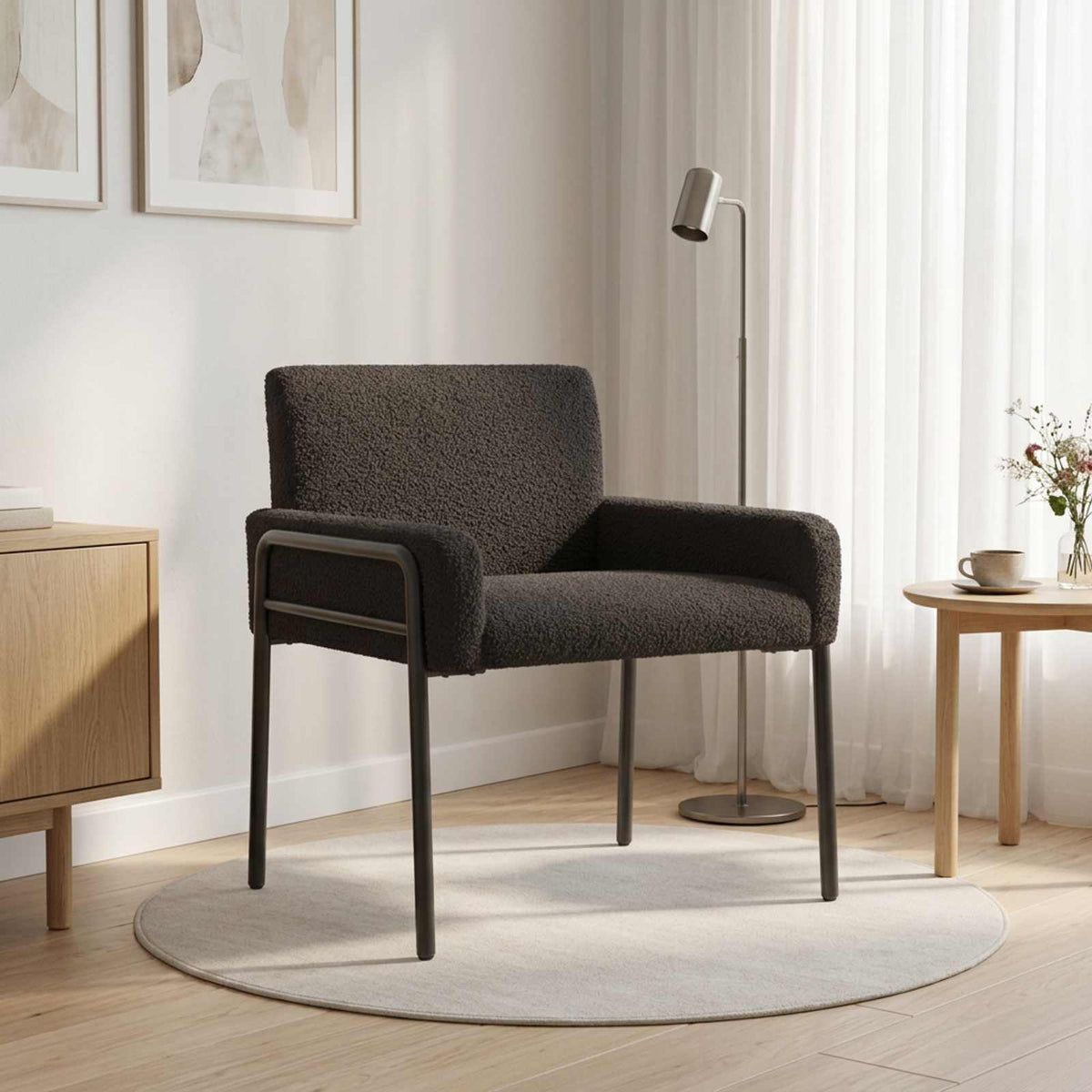 vidaXL Fotel Czarny Bouclé