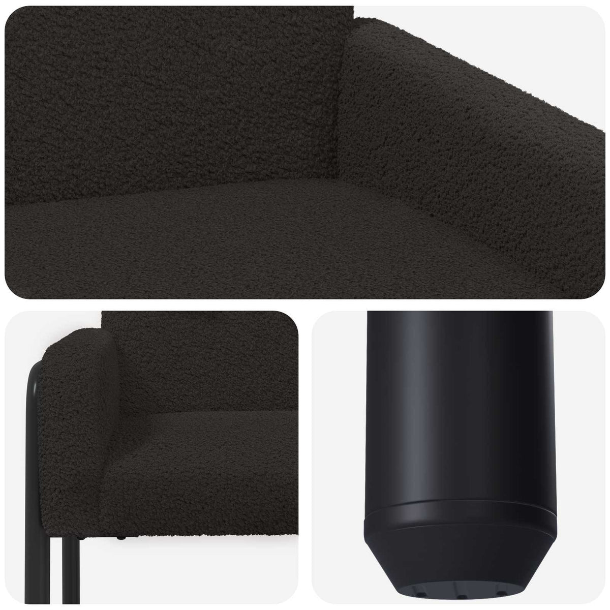 vidaXL Fotel Czarny Bouclé