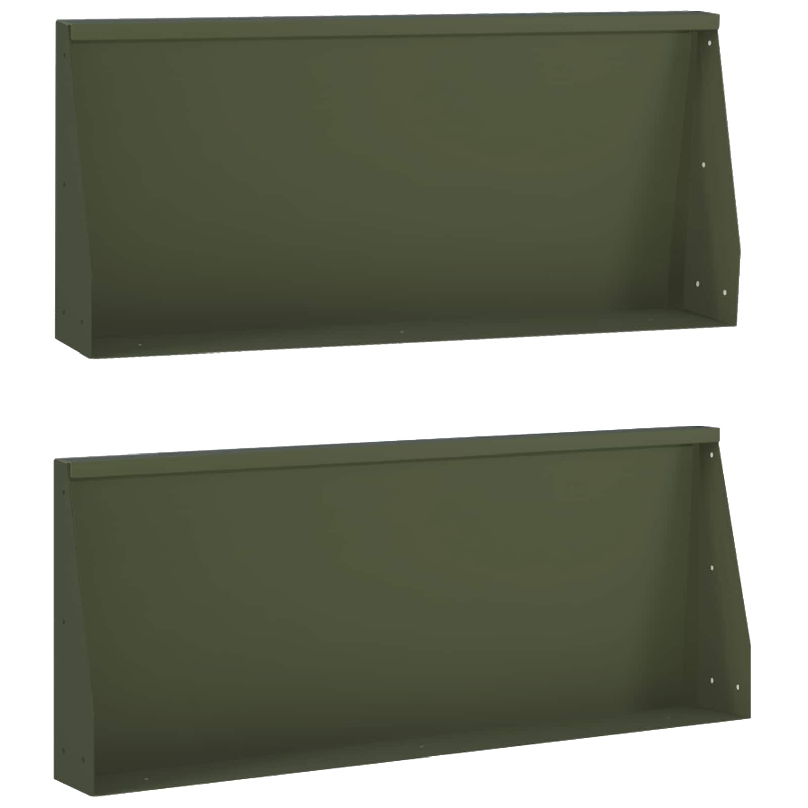vidaXL Mur oporowy 2 szt. 100 x 12 x 40 cm Stal Oliwkowy zielony