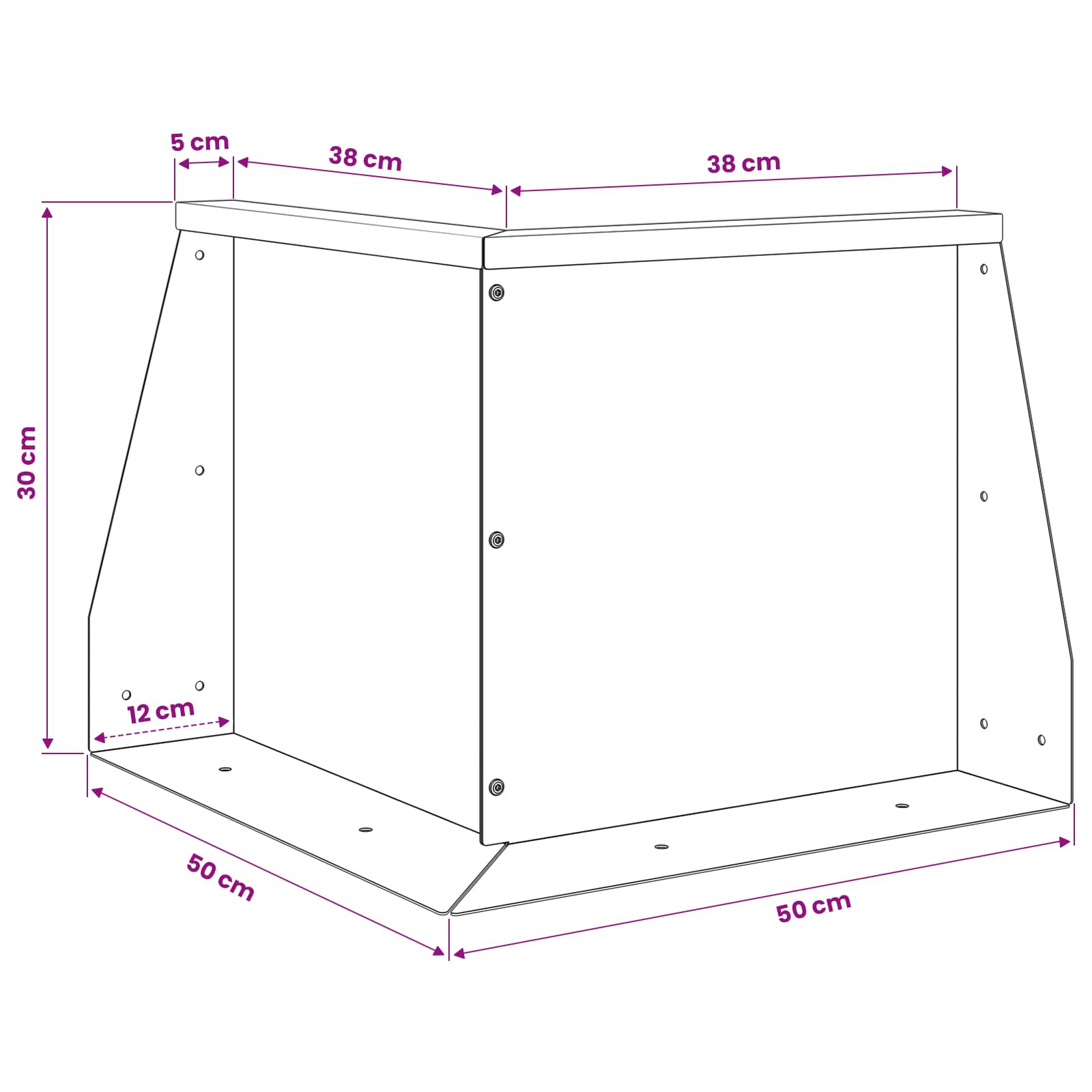 vidaXL Mur oporowy 50 x 50 x 30 cm Stal antracytowy